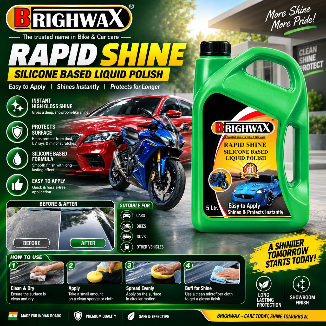 BRIGHWAX Rapid Shine – Silicone Based Liquid Polish, - View 2