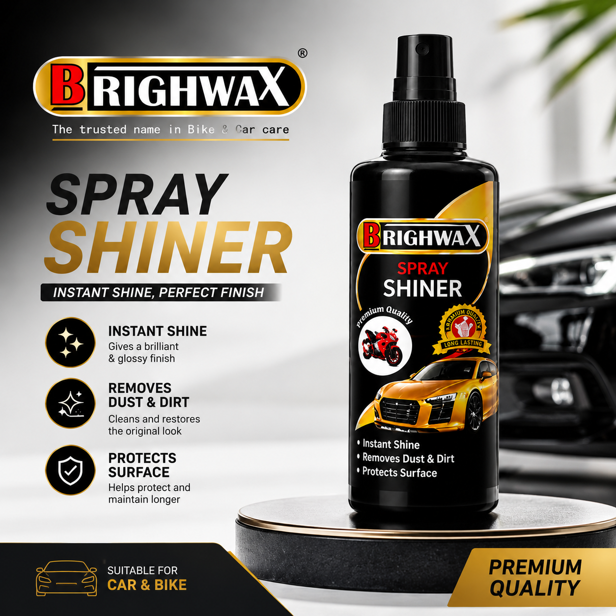 BRIGHWAX Dashboard Shiner – Long Lasting Deep Shine & UV Protection - View 2