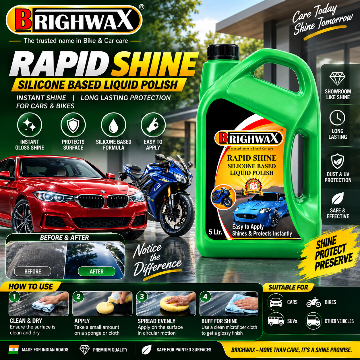 BRIGHWAX Rapid Shine – Silicone Based Liquid Polish, - View 3